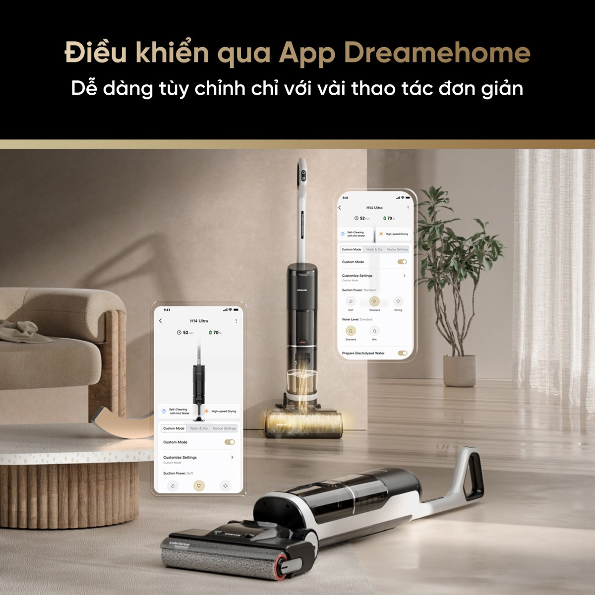 Điều khiển thông minh qua ứng dụng Dreamehome Máy hút bụi cầm tay Xiaomi Dreame H14 Ultra